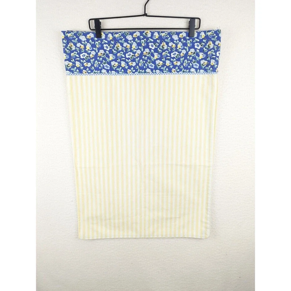 Waverly Primrose Shams Standard Blue Yellow Stripe Floral Cottage‎
